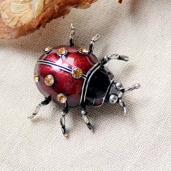 Vintage Ladybug Red Brooch - Picture 5 of 6